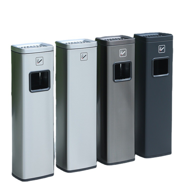 Cubo de ceniza de acero inoxidable negocio aeropuerto columna de ceniza Área de fumadores columna de colilla de cigarrillos Cubo de extinción de humo al aire libre Área de fumadores bote de basura