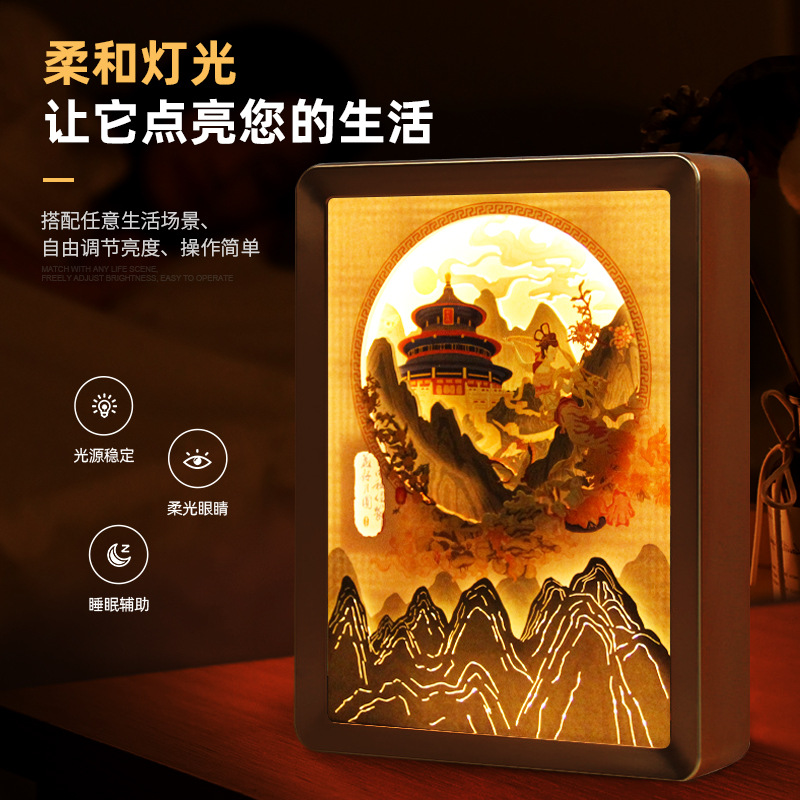 Creative Festival Gift LED Night Light DIY Practical Exquisite Gift with LOGO 3D Paper Cutting Lamp