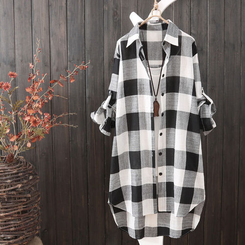 Sun Protection Shirt Women 2025 Plus Size Loose Medium Long Sleeve Slimming Fashion Checkered Blouse Women Casual Jacket Women