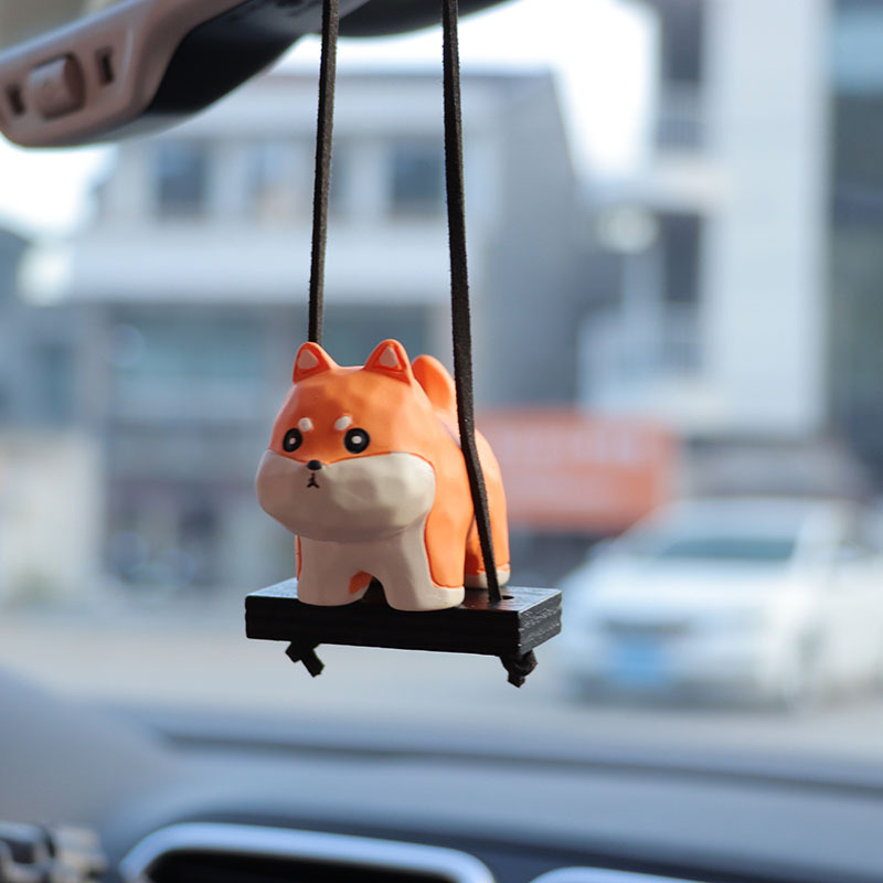 5 Wood Carving Wind Dog Ornaments Resin Cartoon Doll Car Decorations Car Rearview Mirror Pendant Pendant
