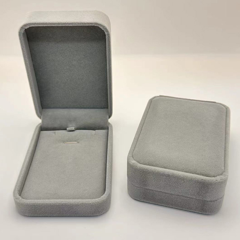 高品質グレーベルベットジュエリーボックス卸売ペンダント包装ジュエリーギフトボックス絶妙なギフト|undefined