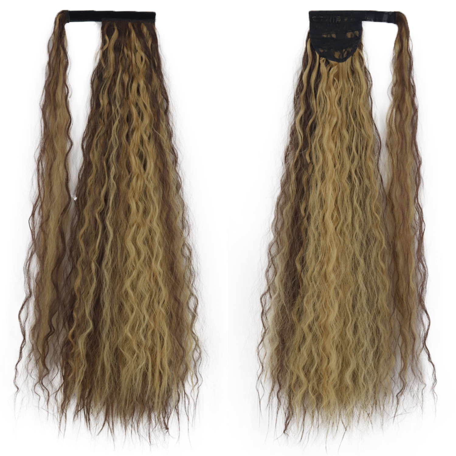 85CM peluca cola de caballo velcro maíz caliente cola de caballo largo cabello rizado fibra de caballo