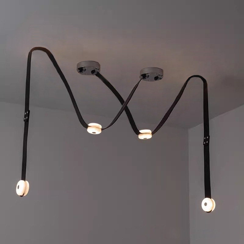 Sensación de alto nivel de cinturón minimalista sala de modelo elegir lámpara candelabro hueco diseñador italiano loft edificio dúplex sala de estar comedor luz