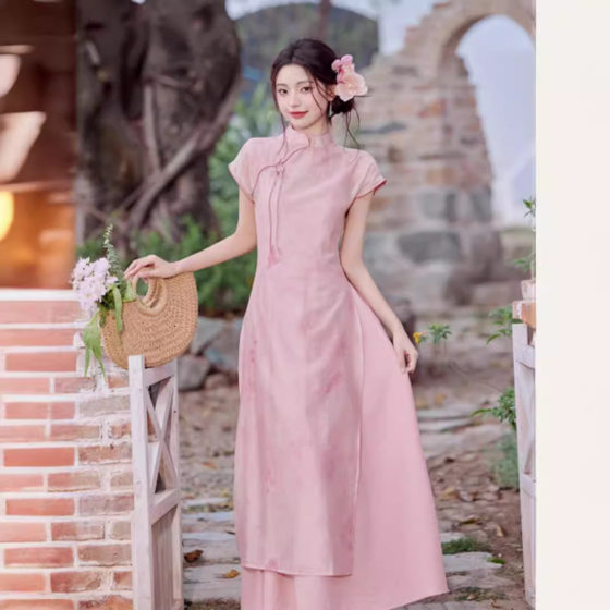 Pink 2024 Xia Xin Chinese Style Republic of China Style Women's Clothing Beautiful Cheongsam Improved Young Girly Style Daily Wear