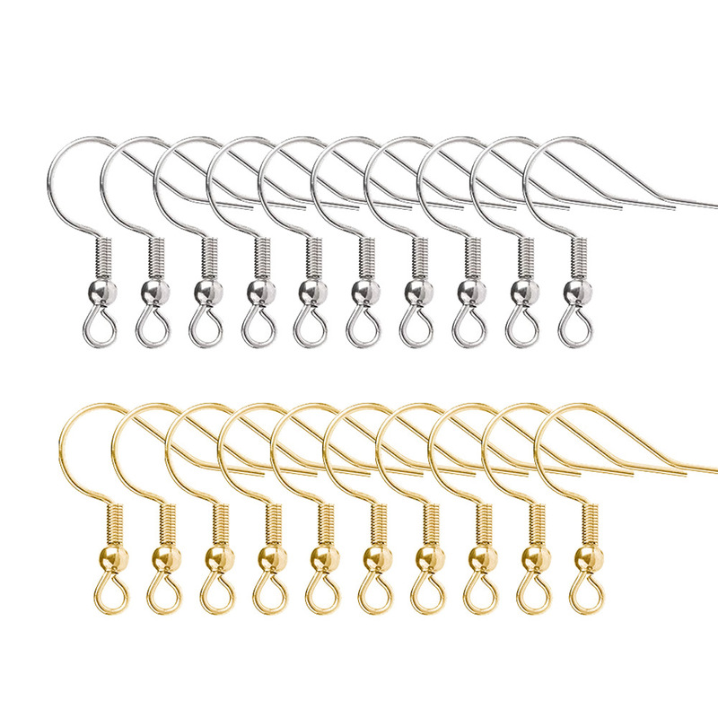 316 stainless steel ear hook real gold plating with bead spring 316 ear hook earrings diy jewelry accessories