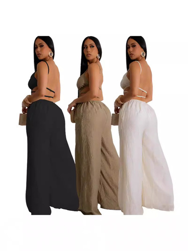 TZ9001 Western and Eastern Pure Color Women's Wide Leg Bodysuit Backless Fashion and Versatile Elegant