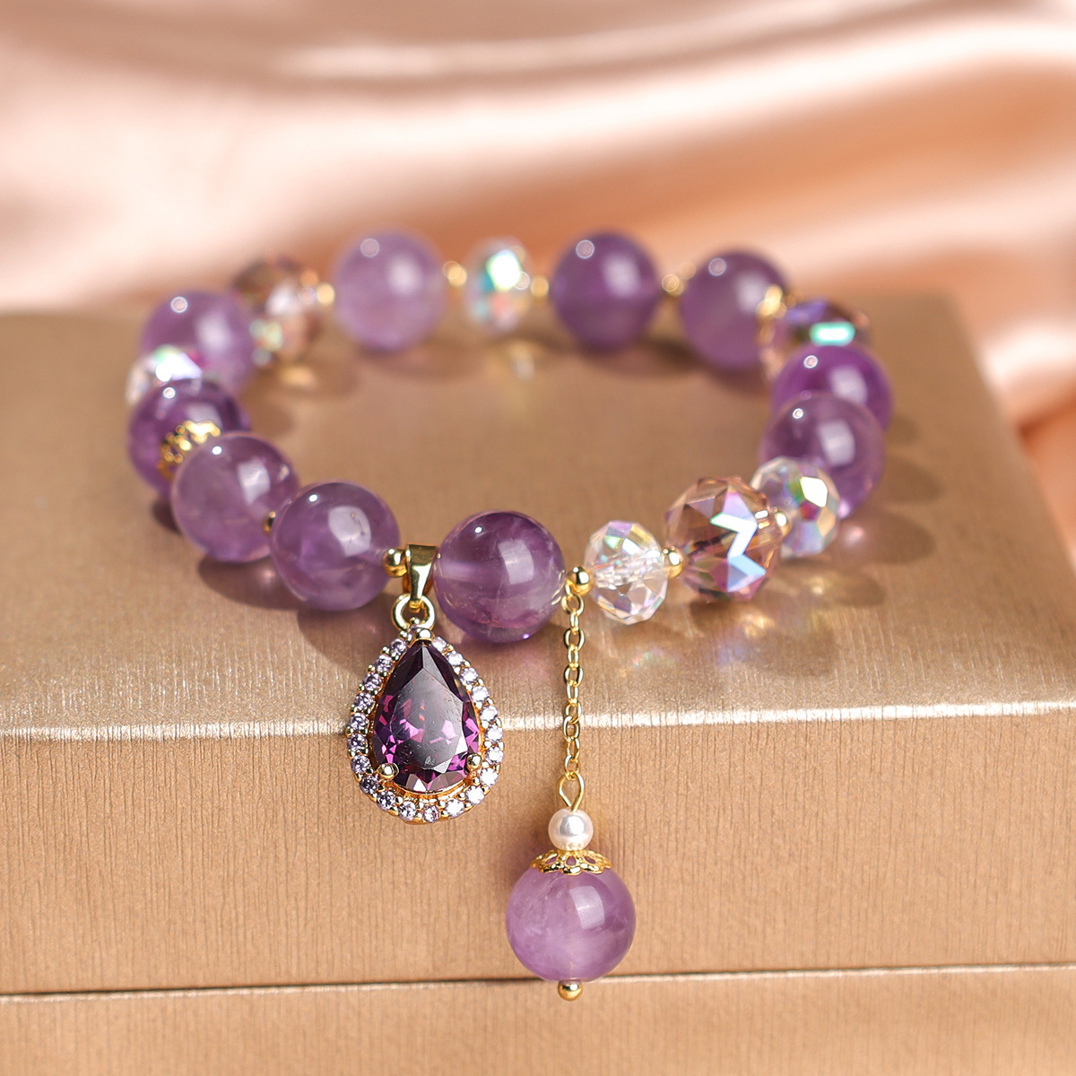 Gotas de agua de amatista de 10 mm (boutique) 18 cm