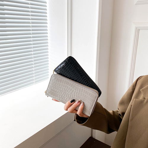 New KOREAN-style women's wallet PU stone pattern medium-length handbag women's simple and fashionable money clip coin and phone bag