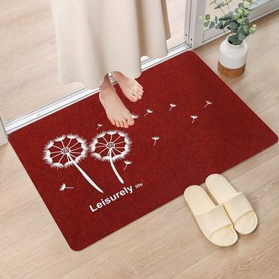 Avtomobil döşəmə paspasları | Mat, Kitchen Absorbent and Stain-Resistant - printed-dark-red-dandelion-white-40cm60cm