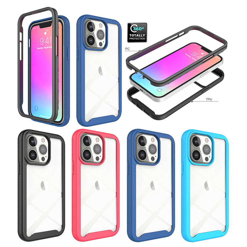 iPhone16 15 14 13 Pro Max Phone Case Transparent Three-in-One Armor Drop-Resistant Protective Cover