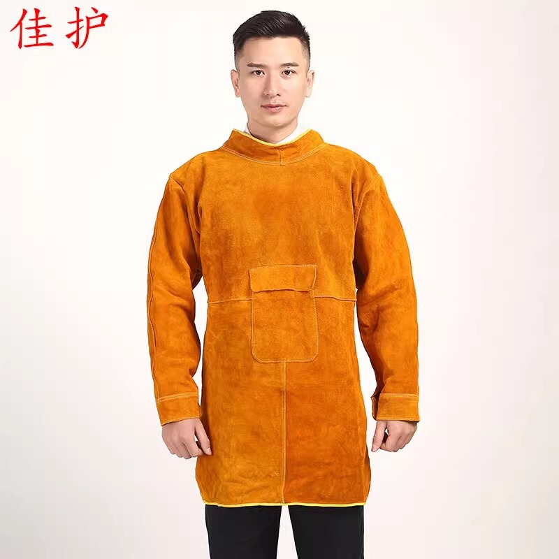 Jiahu 電気溶接工逆着用断熱高温耐性火花保護カバーオール溶接保護服牛革エプロン|undefined