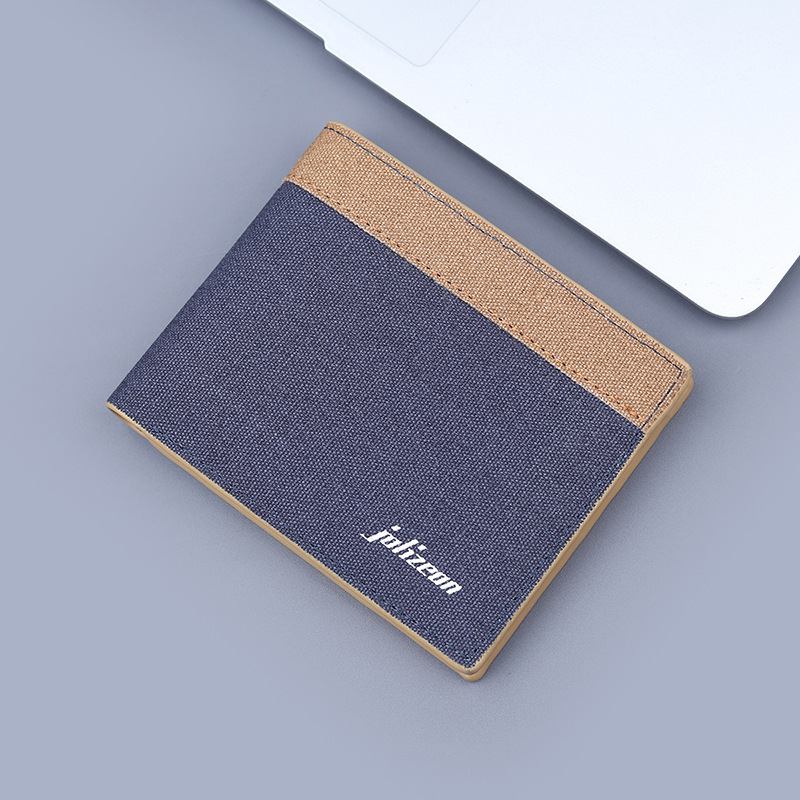 Nueva cartera de lona para hombres, cartera de denim corta para hombres, cartera corta para hombres, bolso de tarjetas dobles