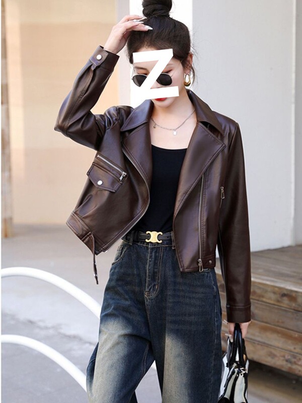 2025春秋新款皮衣外套女短款机车服休闲小个子pu皮西装领夹克厂家|undefined
