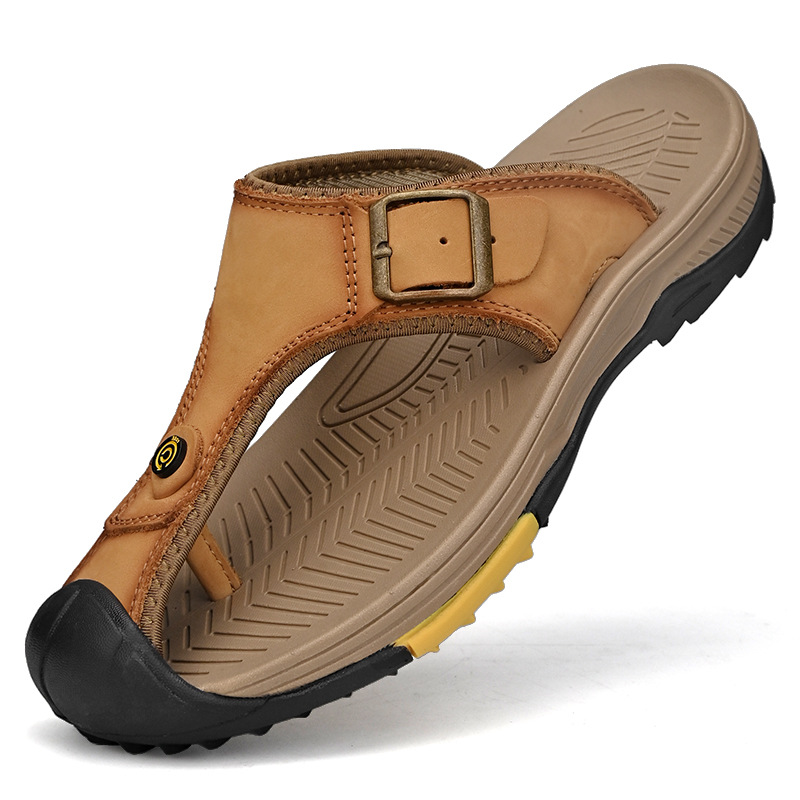 Cross-border foreign trade plus size men's shoes 45 flip flops men's 46 closed toe sandals summer outdoor non-slip large beach shoes