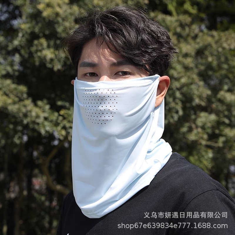 夏の日焼け止めアイスシルクマスク通気性ネックプロテクター一体型耳掛けネックウォーマー速乾性サイクリングネックウォーマー男性と女性用速乾性|undefined