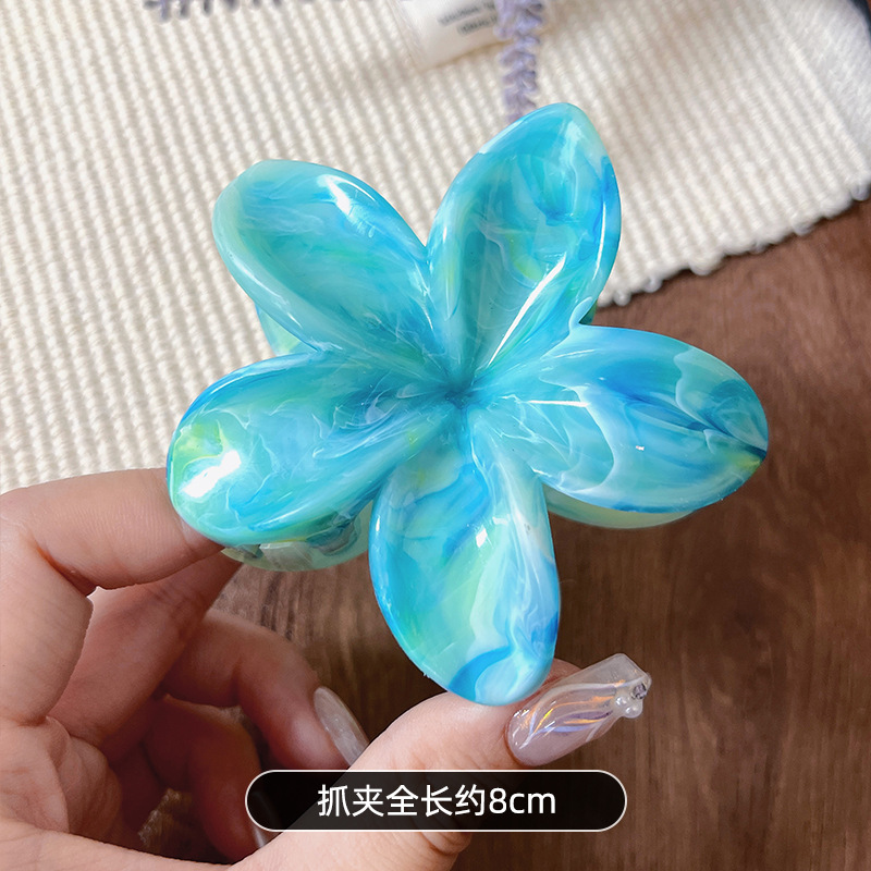 韩式大理石纹鸡蛋花抓夹8cm紫荆花后脑勺盘发夹鲨鱼夹发卡头饰女|undefined