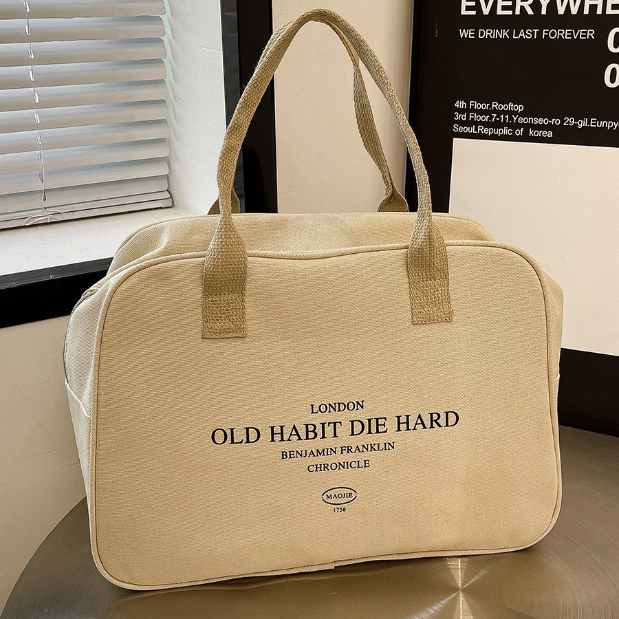 帆布包包女大容量短途出差旅游行李包百搭收纳布包手提轻便旅行包