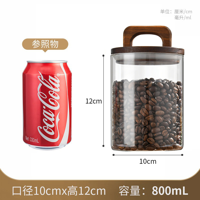 アメリカンハンドル蓋付きコーヒージャー、レトロな食品ディスプレイ収納ジャー、ガラス保存ジャー、防湿密封ガラスジャー|undefined