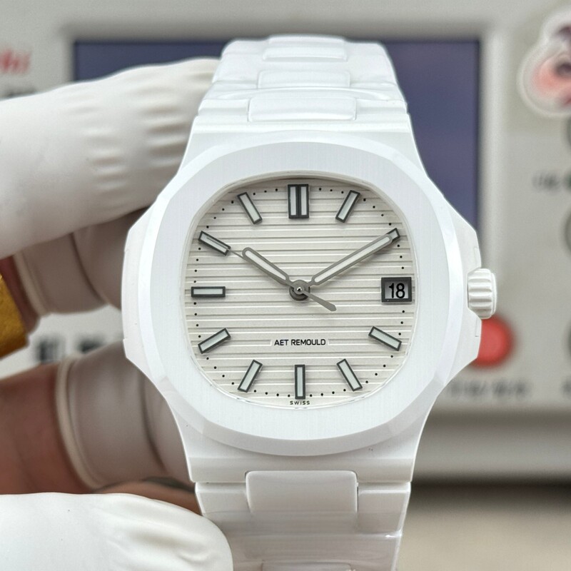 Nautilus Black and White Ceramic Series Men's Mechanical Watch Fully Automatic Waterproof Luminous Nautilus Grenade Men's Watch