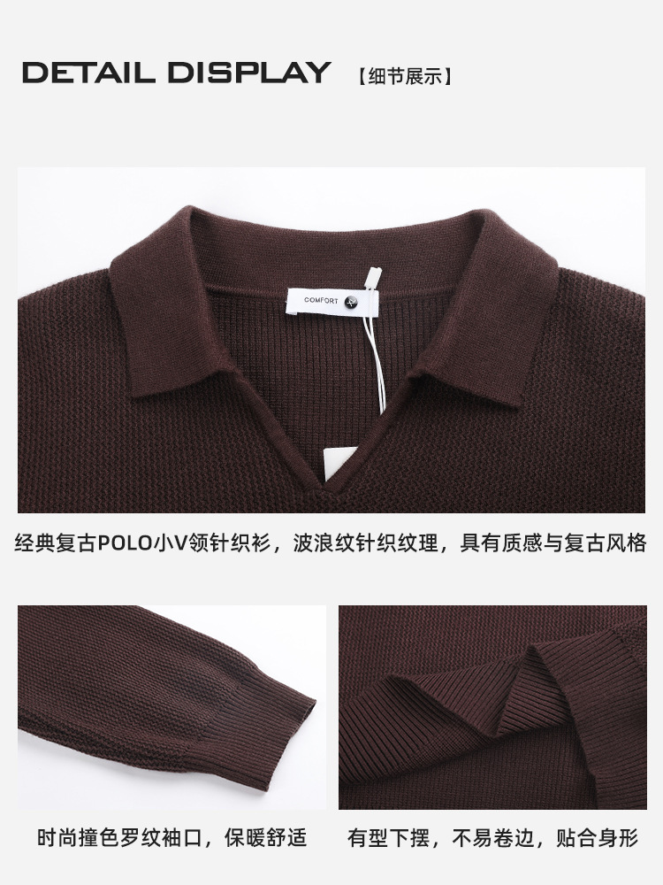 Otoño y invierno moda de hombre polo gaviota cuello camiseta hombre lujo ligero alto sentido casual Paul suéter de manga larga hombre