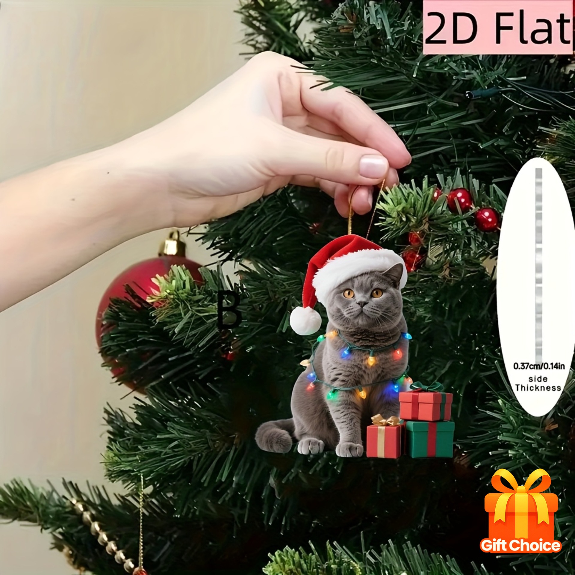 2D平面英国短毛猫圣诞装饰品亚克力汽车家居派对装饰