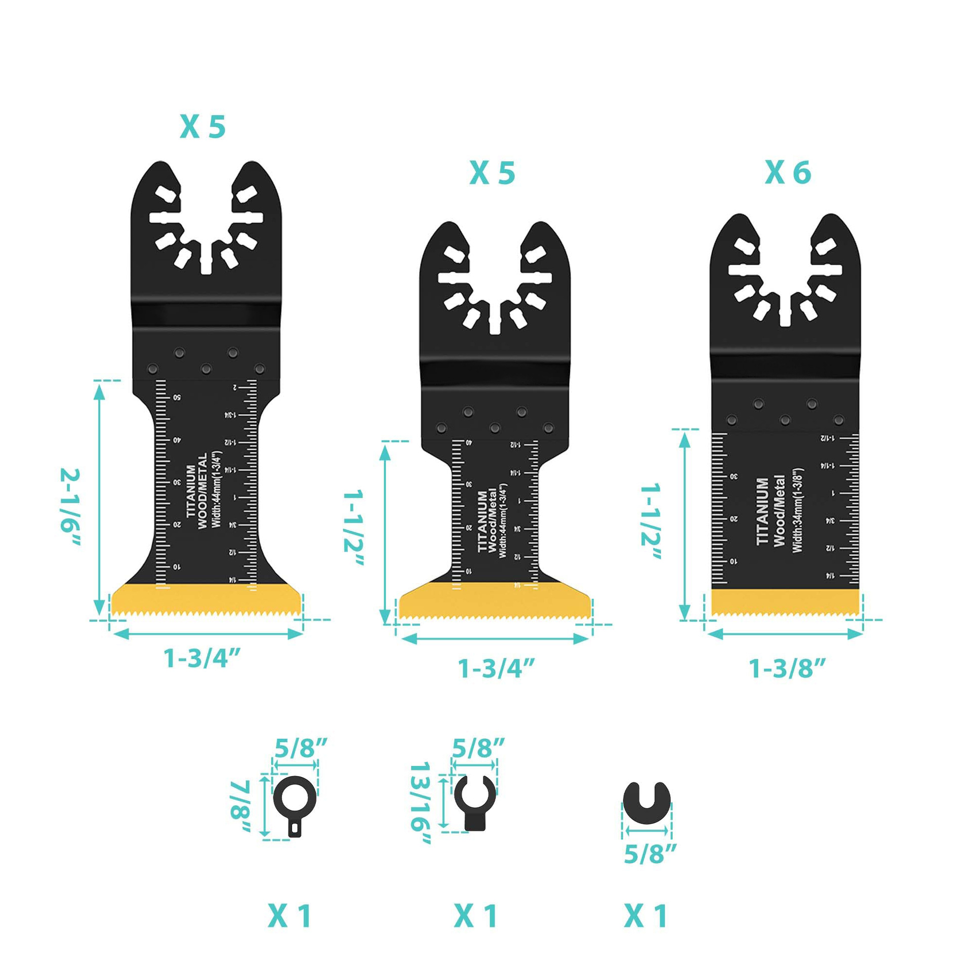 16 unidades Amazon Venta caliente Universal hoja de sierra conjunto eléctrico Swing herramienta accesorios multi-función de corte grado hoja de sierra