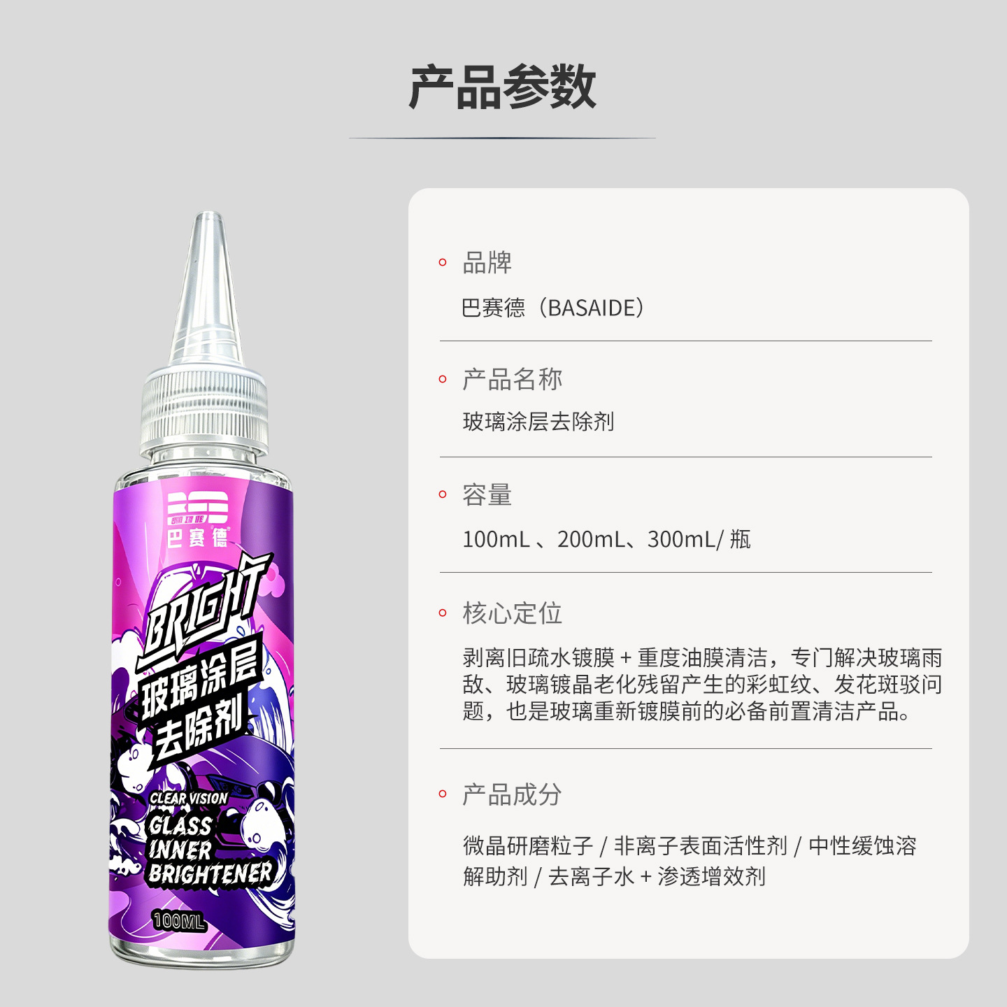 Glass Coating Remover, Glass Film Remover, Car Glass Oil Film Cleaner, Glass Oil Stain Cleaner