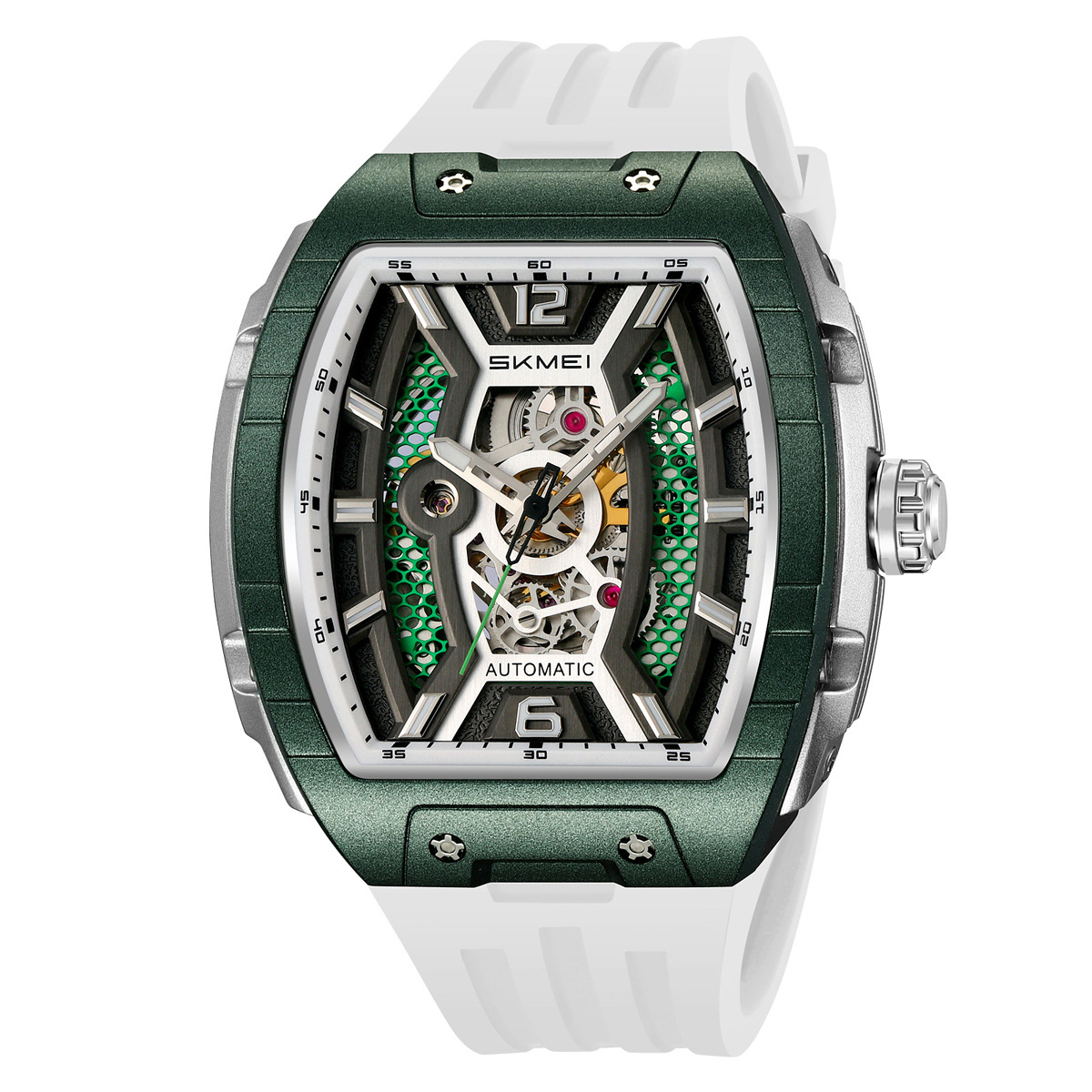 El momento del barril de vino hueco relojes mecánicos de silicona 30 metros impermeable relojes de hombre comercio exterior lote mezcla lotes personalizados