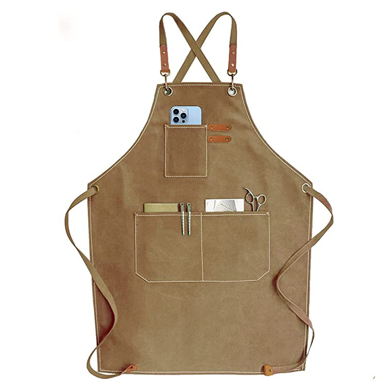 Delantal de lona gruesa para comercio transfronterizo, ajustable, para peluquería, ropa de trabajo, jardinería, carpintería, barista, venta al por mayor