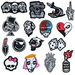 Embroidery patches with black and white English letters, DIY computer embroidery patches, clothing accessories, badges, cross-border embroidery fabric patches