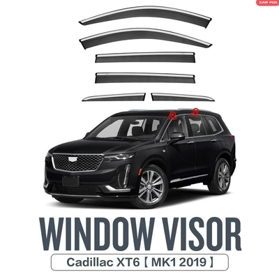 XT6 Window visor, Rain shield - standard-packing-without-logo-cadillac-xt6-mk1-2019-pc-silver-bright-strip-window-rain-shield-6pcs