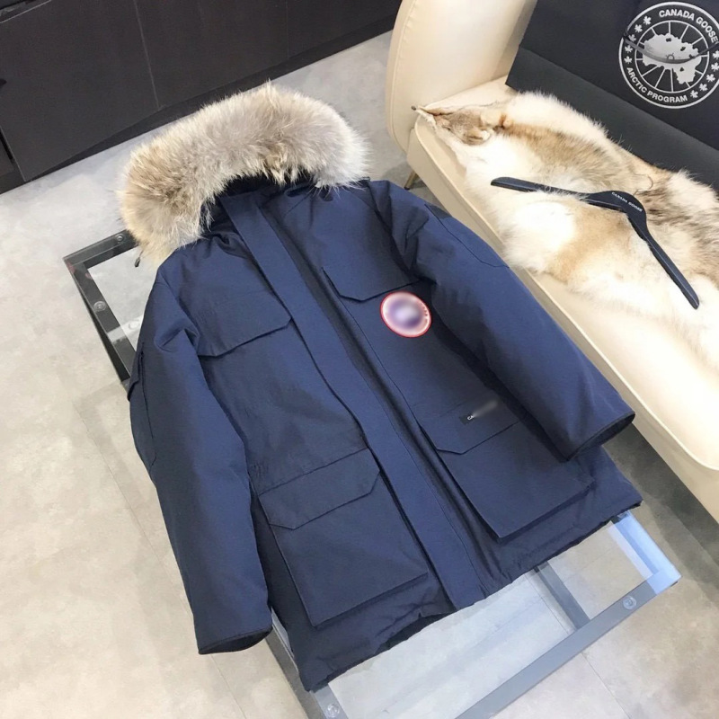 莆田08款远征大鹅羽绒服工装外套中长款大狼毛领男女同款潮流加厚|undefined