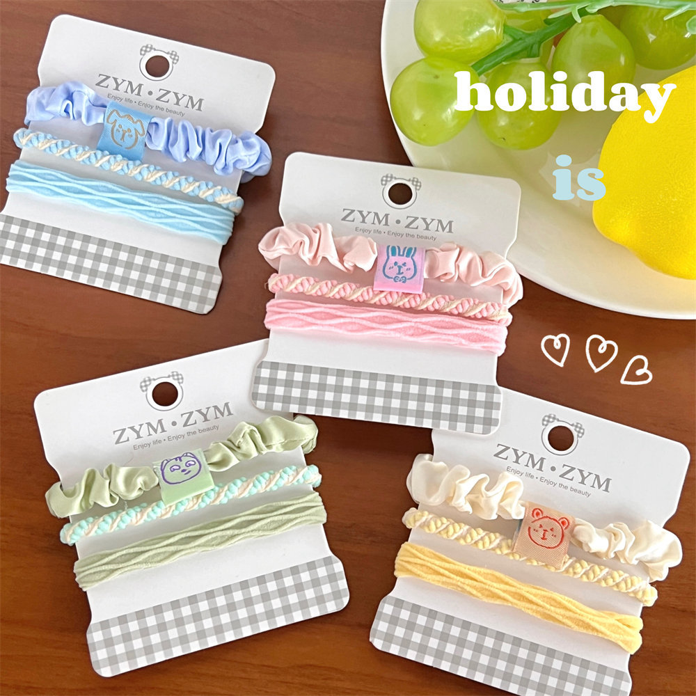 Summer Sweetheart Macaron Hairy Ring Set Linda chica Hairy Cuerda simple y elegante tocado sin dañar el intestino delgado