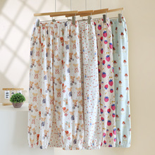 甜美风女士纯棉睡裤卡通磨毛秋季宽松家居收口长裤绒布简约可外穿