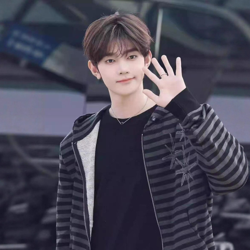 Maeda Rukanghao's Same Style Star Stripesd Zipper Hooded Loose Sweatshirt Jacket for Men and Women