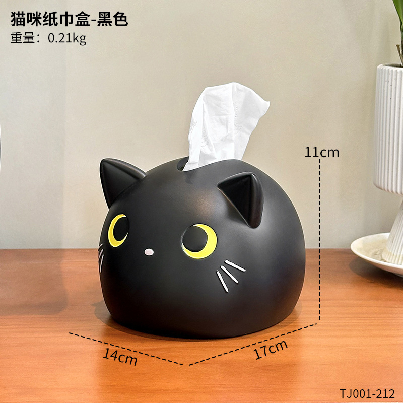 かわいい漫画の猫のティッシュの箱は高級な客間のレストランのデスクトップの台所の多機能のティッシュの装飾品を持ちます。|undefined