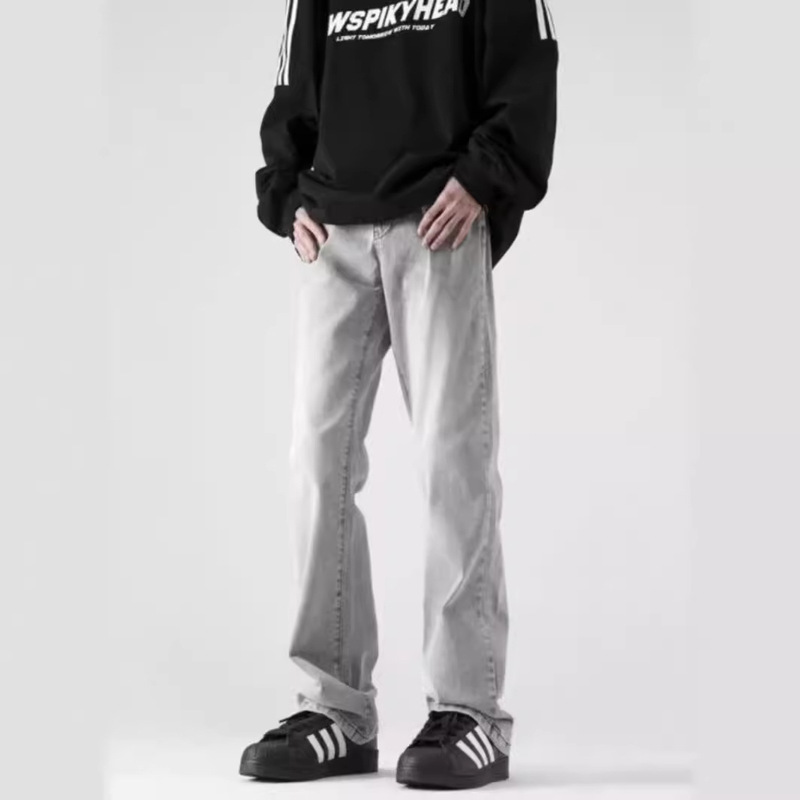 American Style Retro Niche Straight Jeans for Boys High Street Trendy Brand cIeanfit Washed Slimming All-match Micro-pants