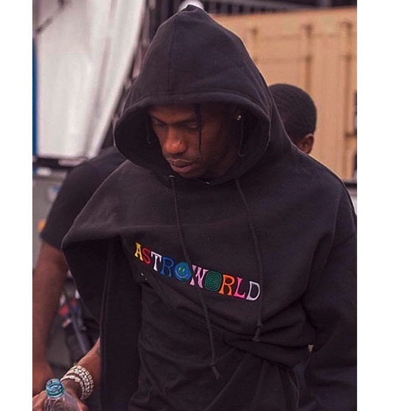 European and American ins fashion brand hip hop American retro Kanye ASTROWORLD colorful letter embroidered hooded hoodie