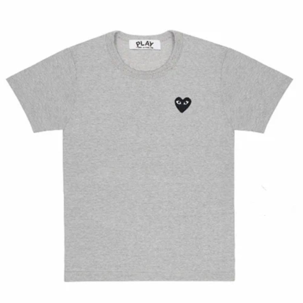 PLAY camiseta de manga corta unisex con bordado de corazón de mosaico de verano, corazón doble, corazón dorado