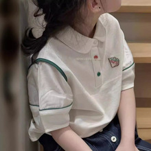 韩国童装女童洋气Polo衫2024春夏装女孩泡泡袖T恤短袖潮