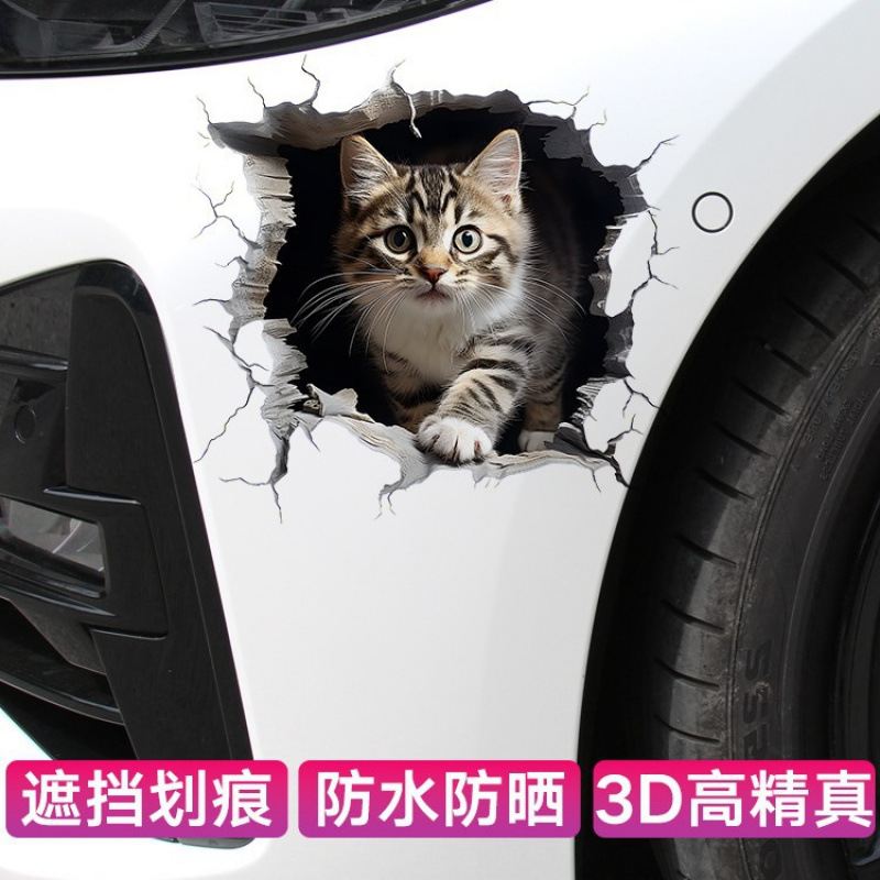 개인화 된 애완 동물 고양이 자동차 스티커 스크래치 자동차 스티커 바디 스크래치 차단 스티커 오토바이 3D 만화 스티커 방수