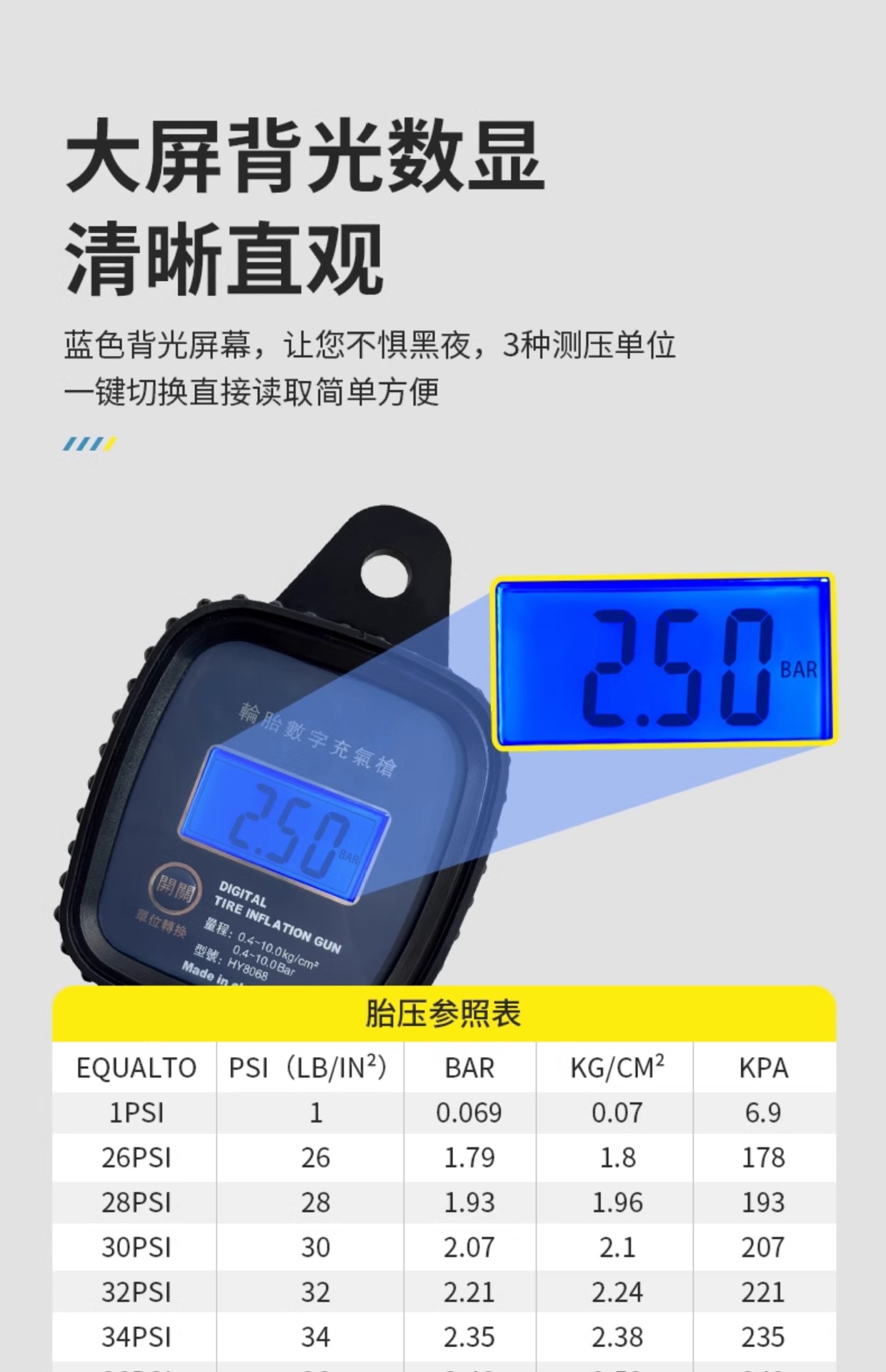 Suitable for Tire Pressure Gauge High-Precision Digital Digital Display Monitor with Tire Inflation Nozzle for Inflating and Inflating Cars