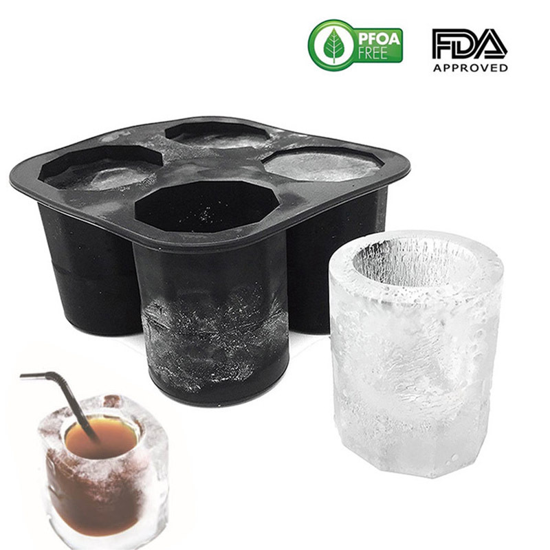 Taza de hielo de whisky taza de silicona creativa molde de hielo casero con cubierta cuadrada fácil de desmoldear rejilla de hielo de silicona en stock