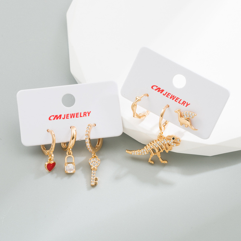 Fashion Geometric Alloy Stoving Varnish Plating Artificial Gemstones Earrings