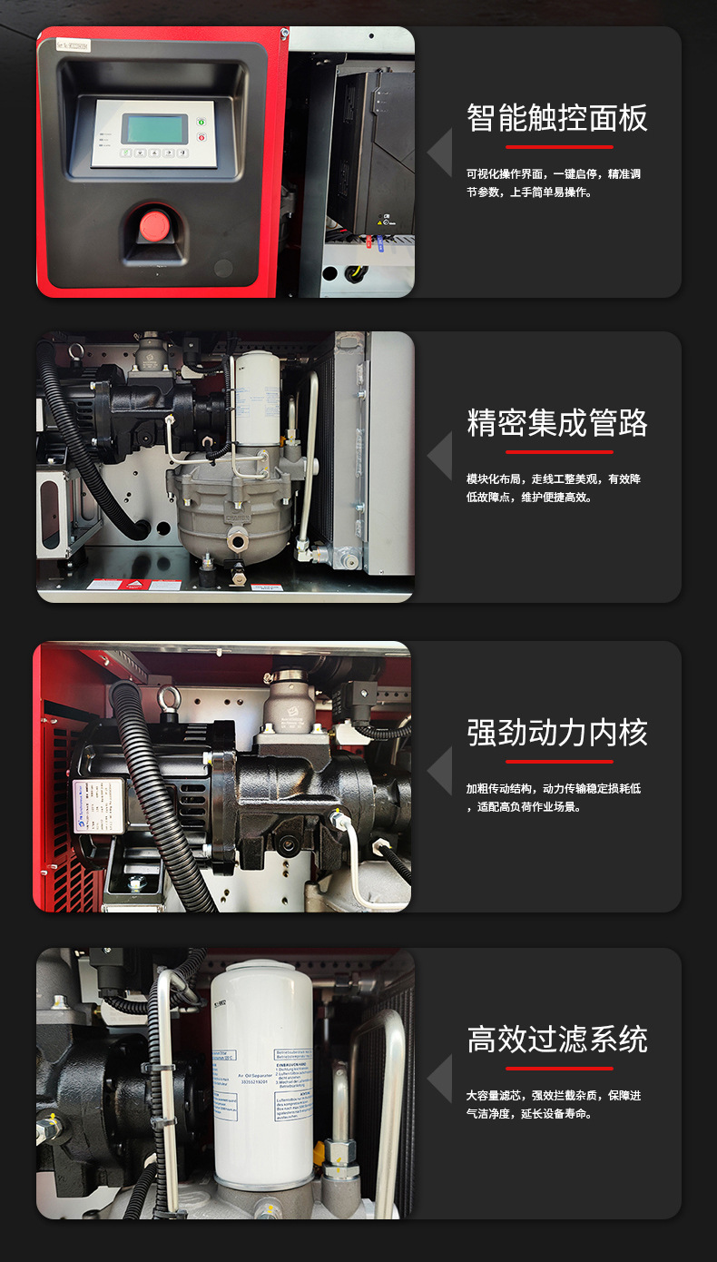 Solant Factory Permanent Magnet Variable Frequency Single-Phase Screw Air Compressor 220V Auto Repair Air Compressor High-Pressure Air Pump