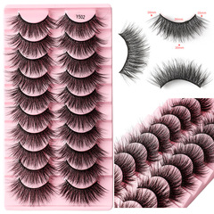 3D Simulation 3D Fiber Natural Thick Style - 10-Pair Set of False Eyelashes, Imitation Mink Curling Eyelash Lashes