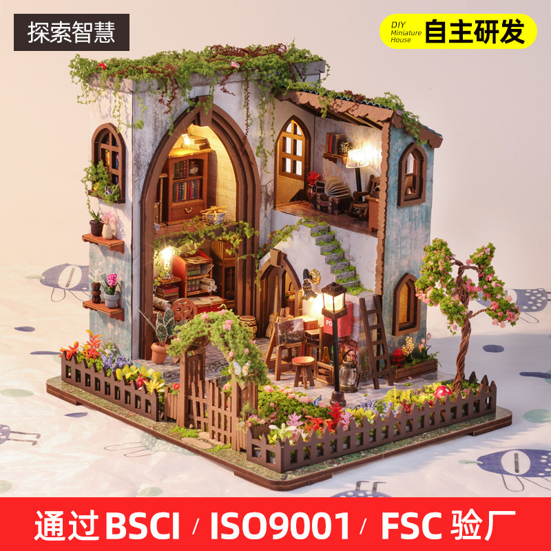 Cross-Border New Product DIY Wooden Miniature Scene Decoration Handmade Assembled Building Model Toy Cross-Border New Product DIY Wooden Miniature Scene Decoration Handmade Assembled Building Model Toy