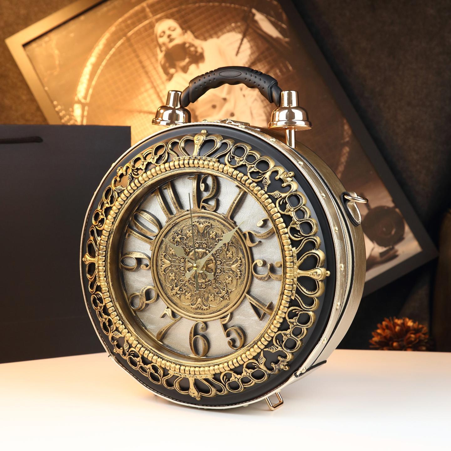 Túi đeo chéo nữ dáng tròn vintage thiết kế mặt đồng hồ độc đáo — màu nâu, đen, màu vàng, xanh lá cây