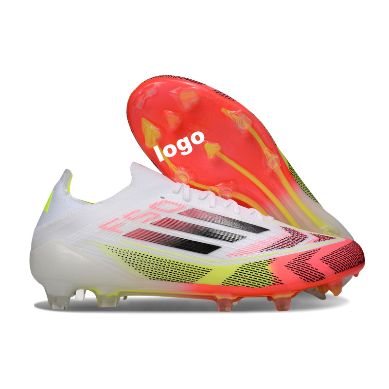 Fábrica de comercio exterior transfronterizo F50 zapatos de fútbol FG rosa con cordón de entrenamiento zapatos de fútbol para hombres hierba natural