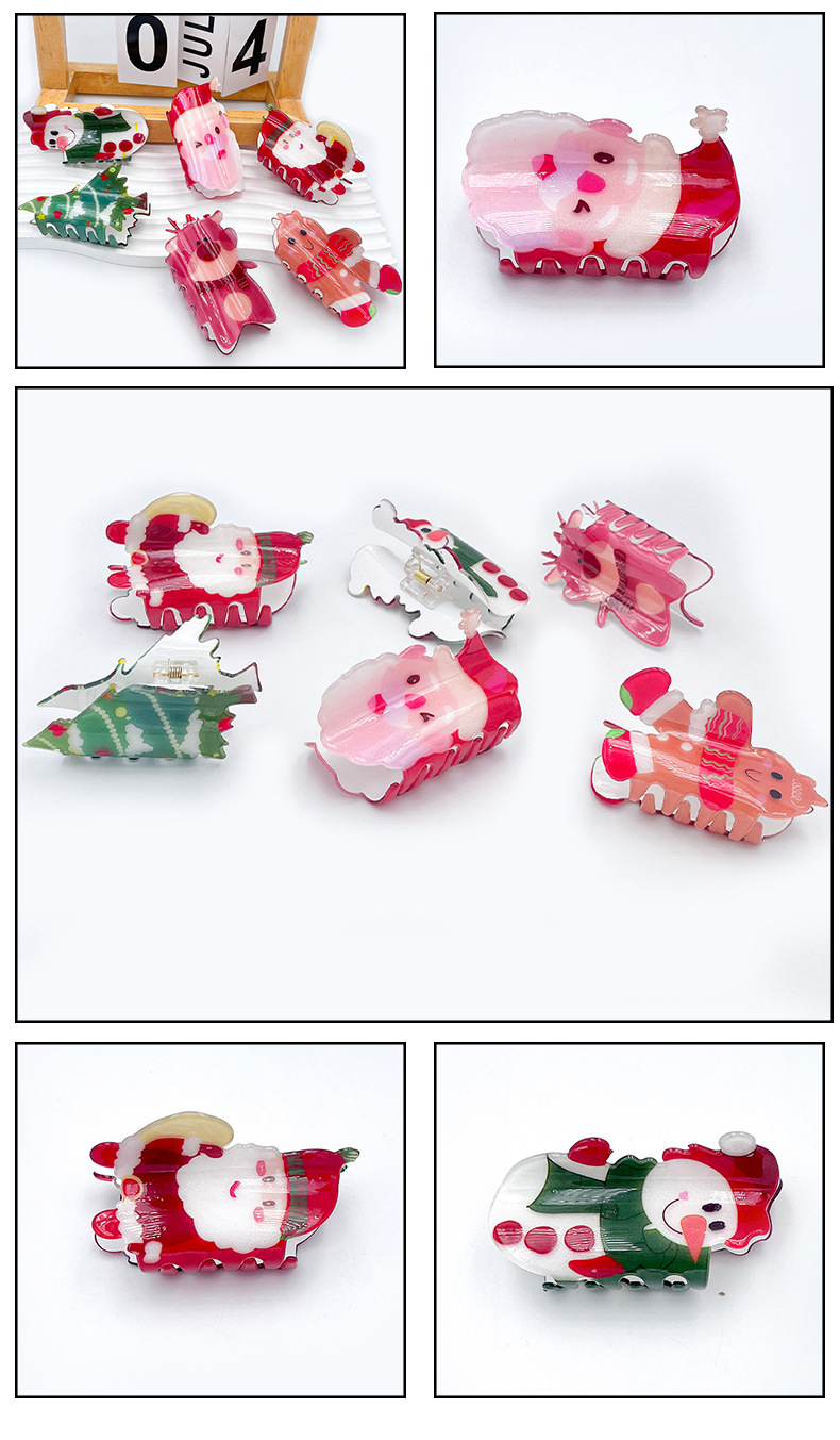 45g Weight Hair Claws Hair Accessories Type 1 Piece Quantity Holiday, Daily Occasion Arylic Material Christmas Festival Christmas Tree, Gingerbread, Snowman Pattern Women's Gender IG Style, Cute Style Christmas IG Style Cute Women's Christmas Tree Gingerbread Snowman Arylic Hair Claws